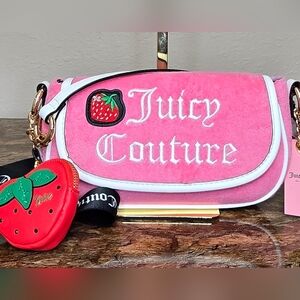 Juicy Couture Sweet N Juicy Pink Lemonade Flap Bag NWT Strawberry Charm Y2K
